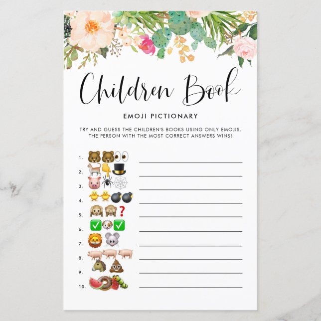 Lámina Suculentos niños libros Emoji juego de imágenes (Anverso)