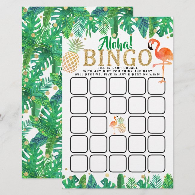 Lámina Summer Beach ropical Luau Boys Baby Shower Bingo (Anverso / Reverso)