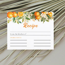 Lámina Summer Floral Orange Bridal Shower Recipie Card