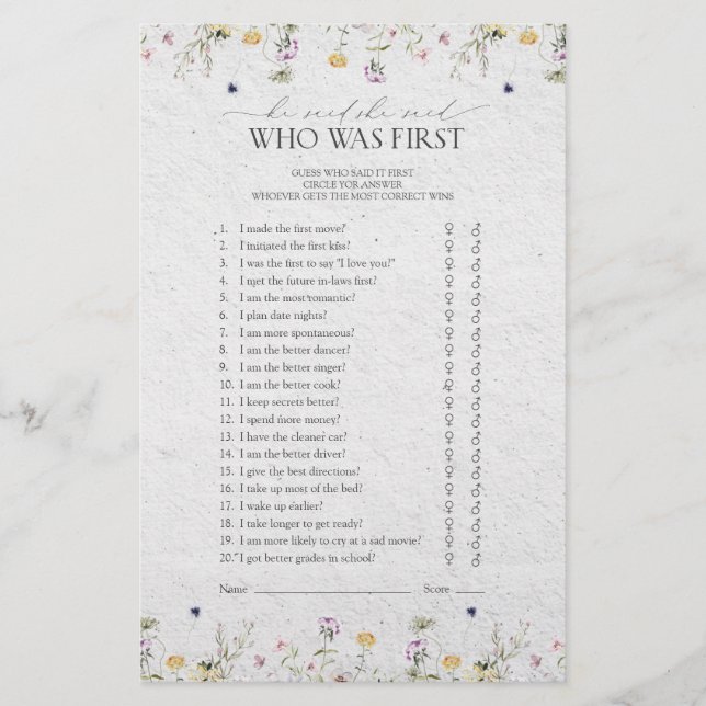 Lámina Summer Wildflowers Dijo Que Dijo Que Era Un Juego  (Anverso)