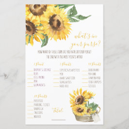 Lámina Sunflower acuarela ¿Qué hay en tu bolso? Juego