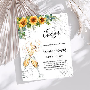Lámina Sunflower anima la invitación de cumpleaños de bur