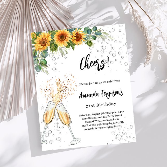 Lámina Sunflower anima la invitación de cumpleaños de bur (Subido por el creador)