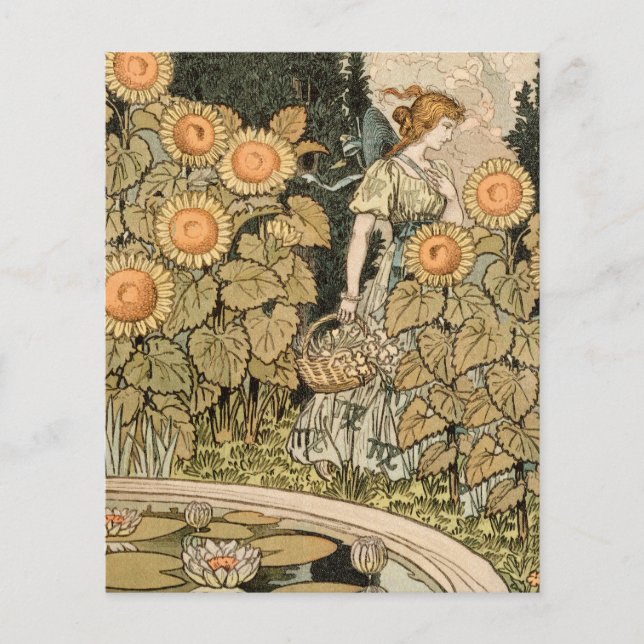 Lámina Sunflower Art Nouveau Garden Grasset Mujer (Anverso)