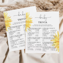 Sunflower Baby trivia juego de ducha para bebé