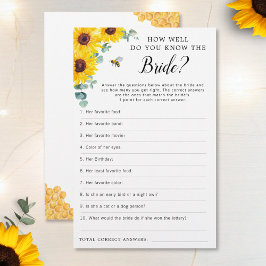 Lámina Sunflower Bee Honeycomb Bridal Shower Game
