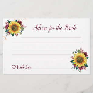 Lámina Sunflower Burgundy Lights Bridal Shower Advance