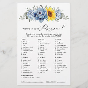 Lámina Sunflower Dusty Blue Slate Bridal Shower Game
