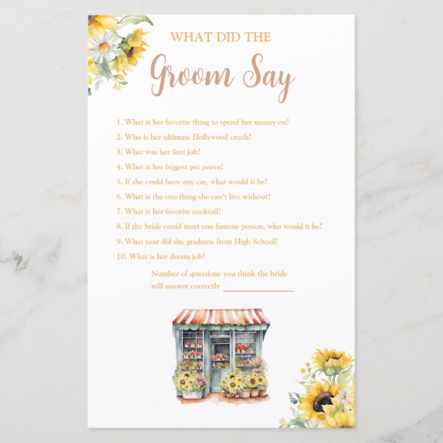 Lámina Sunflower Está fuera del mercado lo que dice Groom (Anverso)