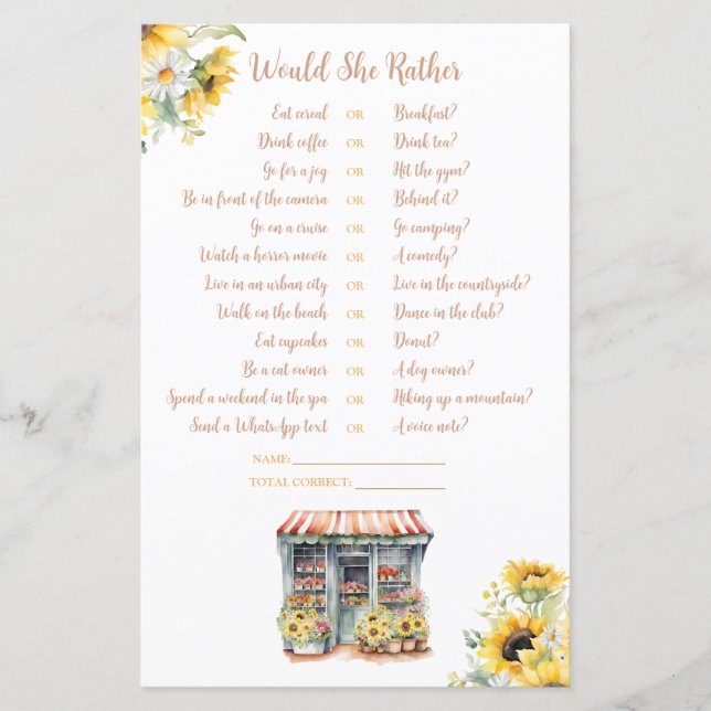 Lámina Sunflower Está fuera del mercado, preferiría (Anverso)