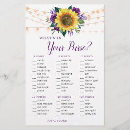 Lámina Sunflower Purple Lights Purse Bridal Shower Game