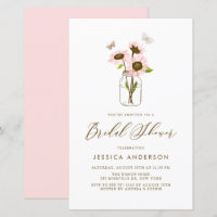 Sunflower rosado en Mason Jar Bridal Shower