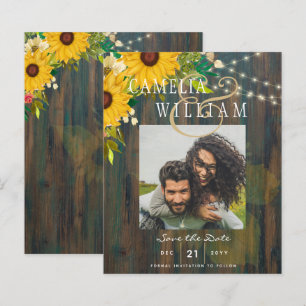 Lámina Sunflower Rústica boda de fotos de madera para sal