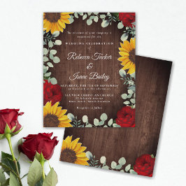 Lámina Sunflowers Eucalyptus Red Rose Wood Budget Boda