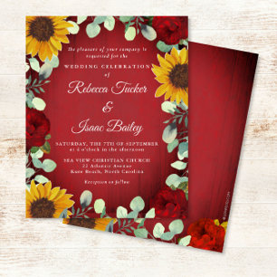 Lámina Sunflowers Eucalyptus Red Rose Wood Budget Boda