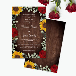 Lámina Sunflowers Eucalyptus Red Rose Wood Budget Boda