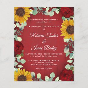 Lámina Sunflowers Eucalyptus Red Rose Wood Budget Boda