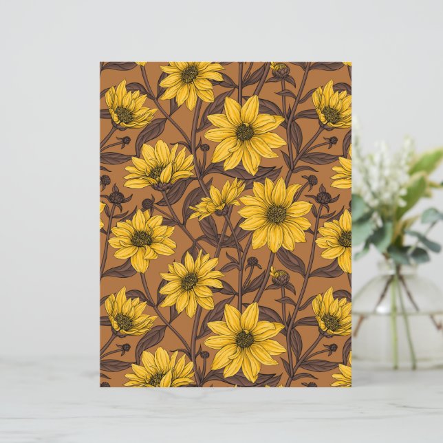Lámina Sunroot, girasol salvaje en amarillo y marrón (Anverso de pie)