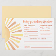 Sunshine Advice Predictions Card Sun Baby Shower