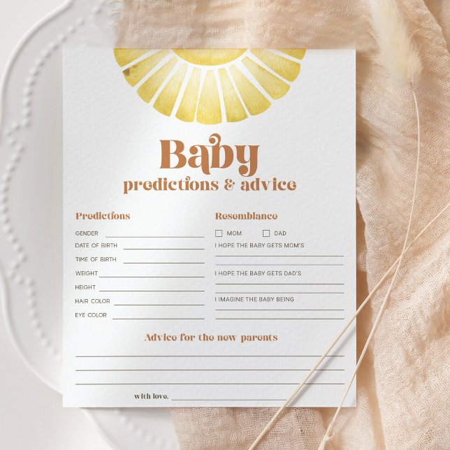 Lámina Sunshine Baby Predictions and Advance Shower Game (Subido por el creador)