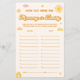 Lámina Sunshine Baby Shower Adivina quién es mi mamá o pa