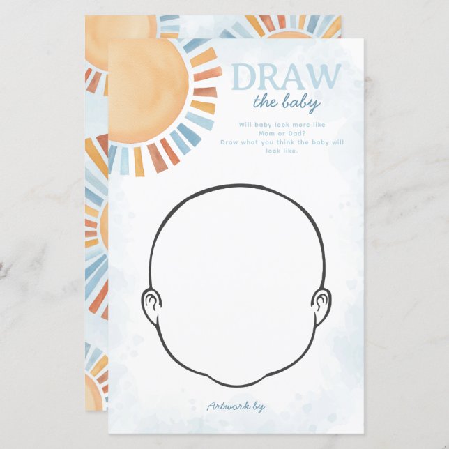 Lámina Sunshine Baby Shower dibuja el juego del bebé (Anverso / Reverso)