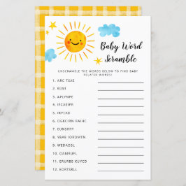 Lámina Sunshine Baby Shower Word Scramble Game