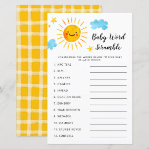 Lámina Sunshine Baby Shower Word Scramble Game