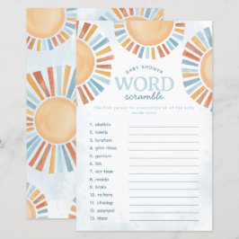 Lámina Sunshine Baby Shower Word Scramble Game