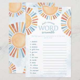 Lámina Sunshine Baby Shower Word Scramble Game