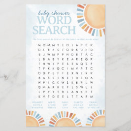 Lámina Sunshine Baby Shower Word Search Game