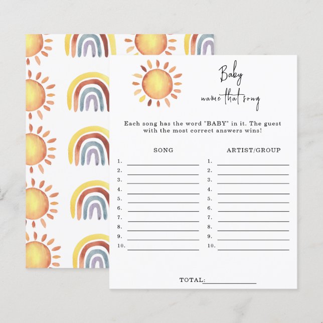 Lámina Sunshine Name que canta el juego del bebé (Anverso / Reverso)