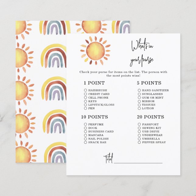 Lámina Sunshine Whats en tu bolso bebé ducha (Anverso / Reverso)