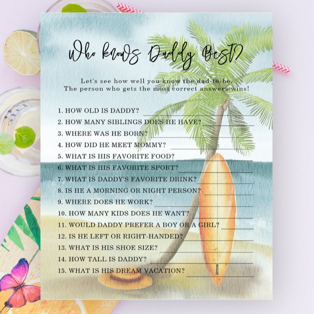 Lámina Surf beach - Juego Quién conoce mejor a papá (Subido por el creador)