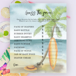 Lámina Surf beach - Juegos Fiestas Juego de adivinanzas