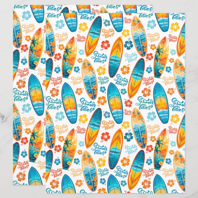 Lámina Surfboards Scrapbook Paper (Anverso / Reverso)