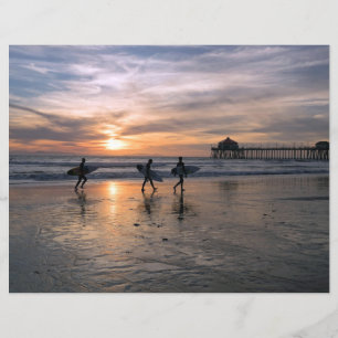 Lámina Surfistas de California en papel de cuaderno al at