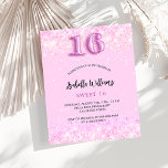 Lámina Sweet 16 chica de confeti rosa invitación al presu<br><div class="desc">Una invitación moderna, elegante y glamurosa para una fiesta de 16 y 16 años de chica. Un fondo rosa y rubio con confeti. El nombre está escrito con una escritura de estilo con letras a mano moderna. Personalice y agregue los detalles de su fiesta. El número 16 se escribe con...</div>