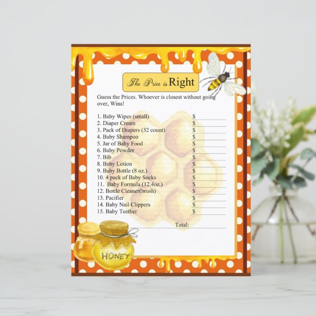Lámina Sweet Honeybee Baby Shower El precio es el juego c (Anverso de pie)