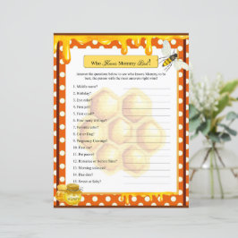 Lámina Sweet Honeybee Baby Shower quien sabe de mi juego