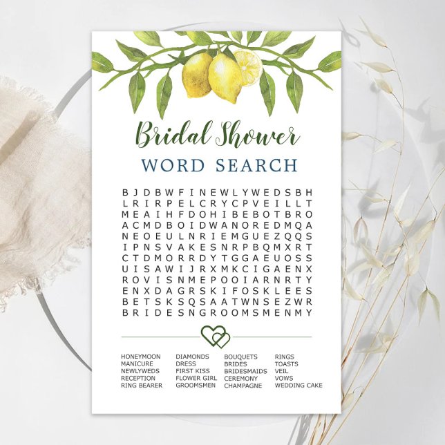 Lámina Sweet Lemons Word Search Bridal Shower Game (Subido por el creador)
