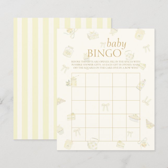 Lámina Sweet Little Lemon Baby Shower Bingo Game (Anverso / Reverso)
