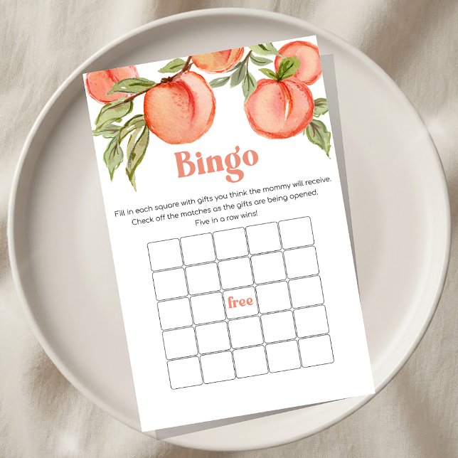 Lámina Sweet Little Peach Baby Shower Bingo Game (Subido por el creador)