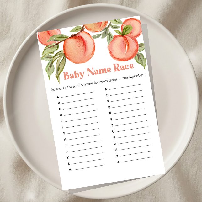 Lámina Sweet Little Peach Baby Shower Name Race Game (Subido por el creador)