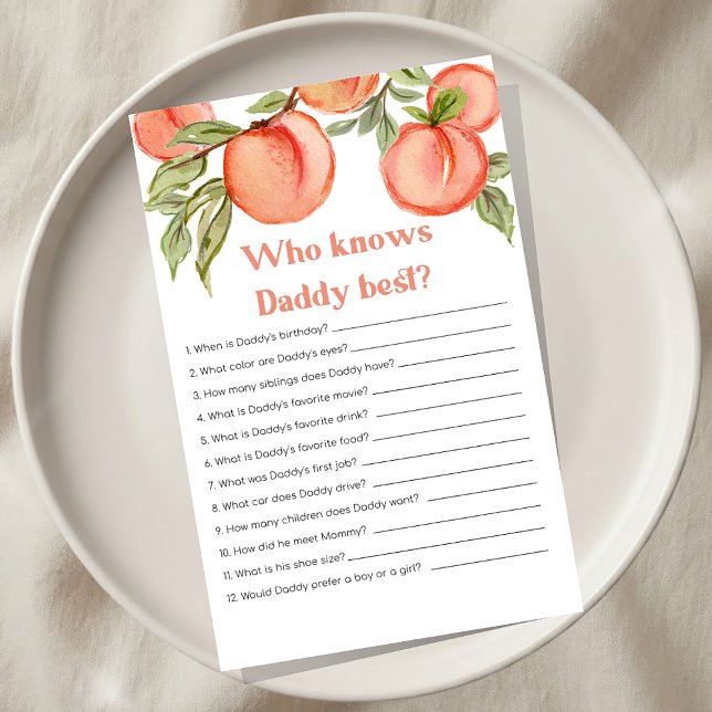 Lámina Sweet Little Peach Baby Shower Who knows Dad Game (Subido por el creador)