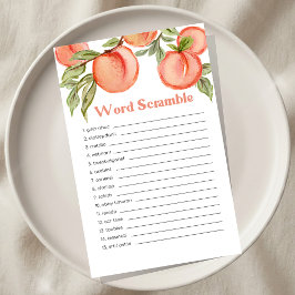 Lámina Sweet Little Peach Baby Shower Word Scramble Game
