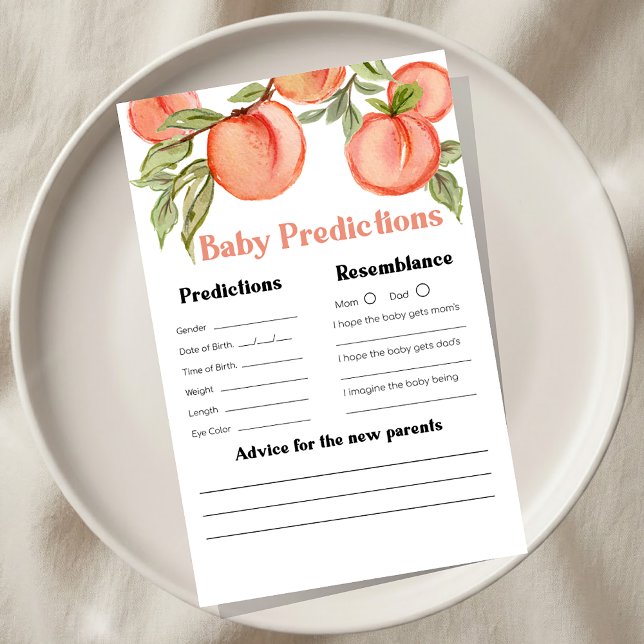 Lámina Sweet Little Peach Shower Advice and Wishes Game (Subido por el creador)