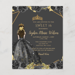 Lámina SWEET Princesa Floral de oro negro de presupuesto