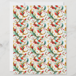 Lámina Swirled christmas floral craft paper