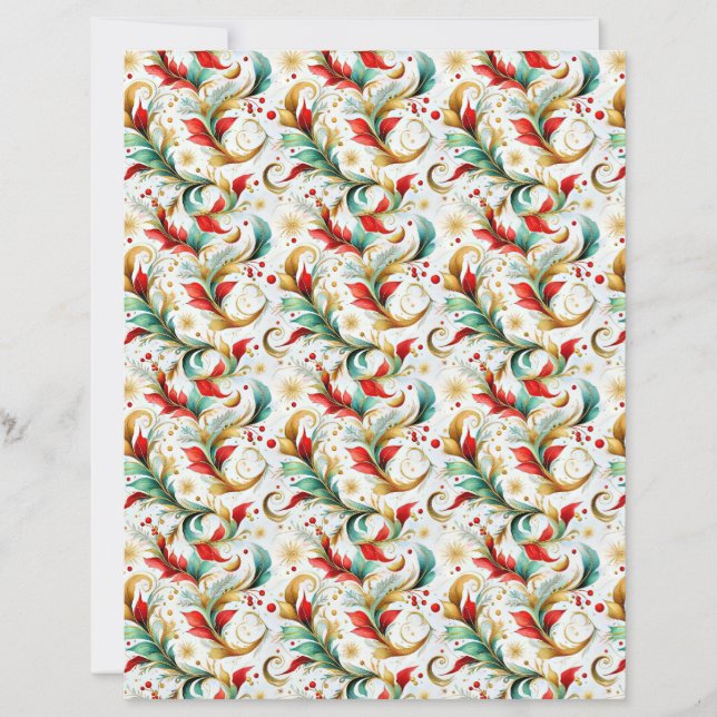 Lámina Swirled christmas floral craft paper (Anverso)